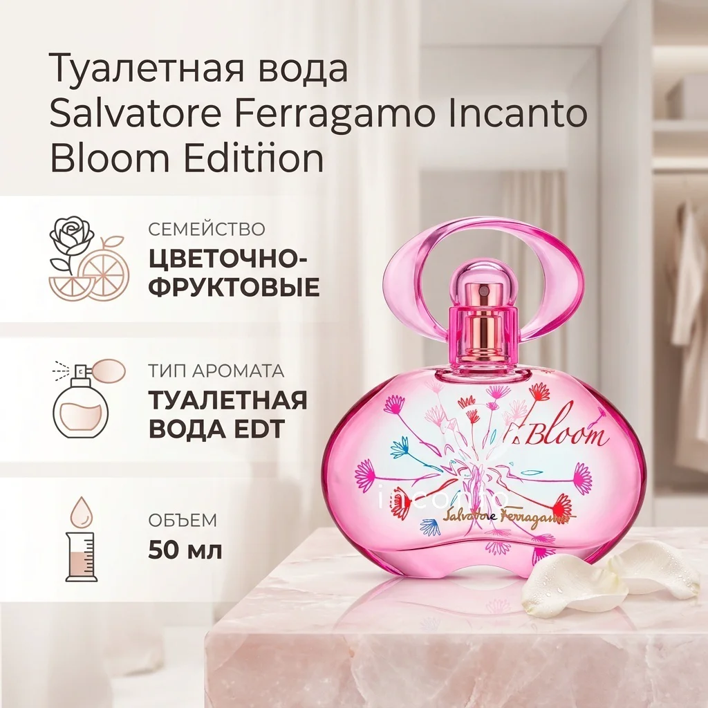 Туалетная вода Salvatore Ferragamo Incanto Bloom New Edition W 50 мл - ForteMarket Туалетная вода Salvatore Ferragamo Incanto Bloom New Edition W 50 мл купить,15000