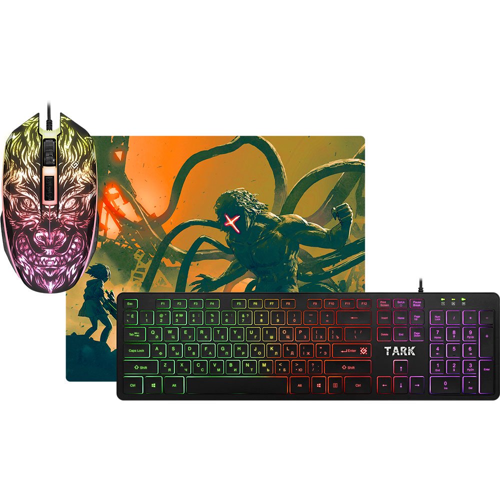 Игровой набор мышь+клавиатура+гарнитура+коврик Defender TARK C-779 52779