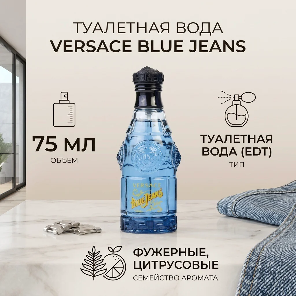 Туалетная вода Versace Blue jeans 75мл купить,19400