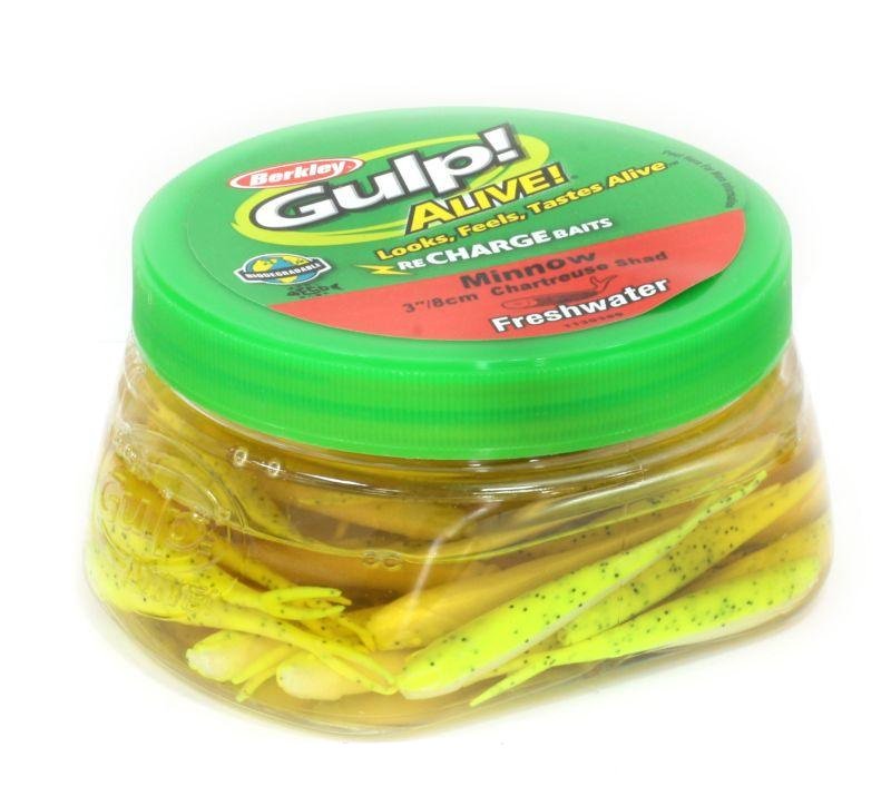 Съедобная приманка Berkley Gulp Alive Minnow 80мм желтая