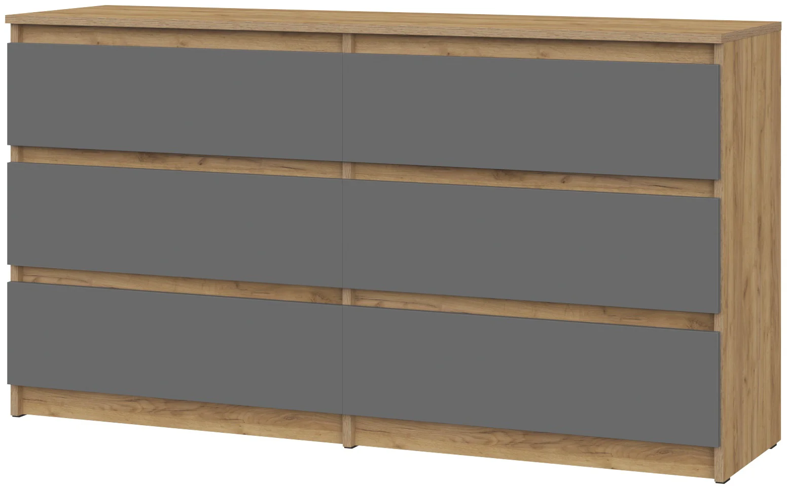 Комод GreenMebel Люмо КМ-6Я 138.1x39x75.4см серый/коричневый
