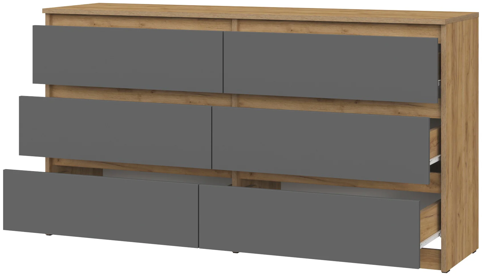Комод GreenMebel Люмо КМ-6Я 138.1x39x75.4см серый/коричневый
