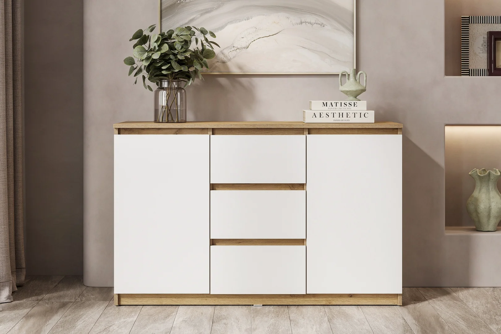 Комод GreenMebel Люмо 120.4x40x77см белый/светло-коричневый