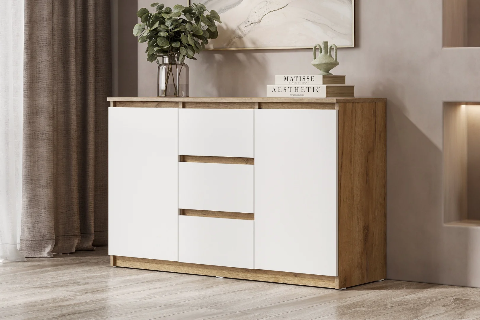 Комод GreenMebel Люмо 120.4x40x77см белый/светло-коричневый