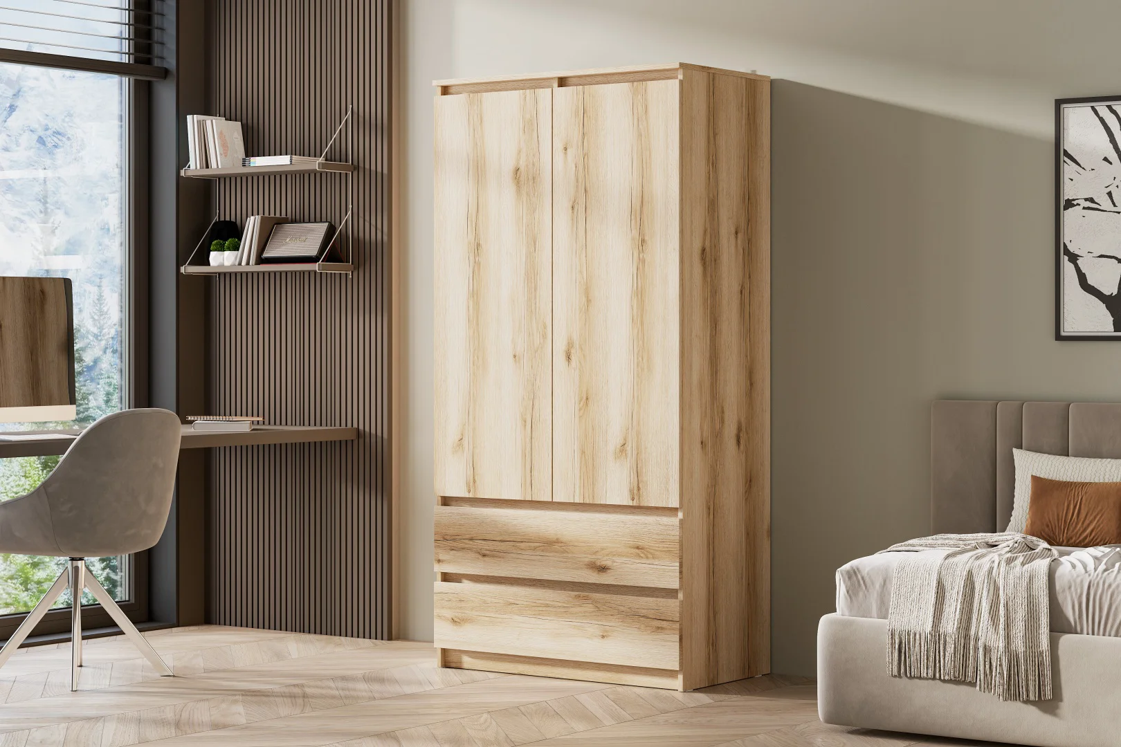 Шкаф GreenMebel Люмо 90.2x179.6х50см коричневый купить,NaN