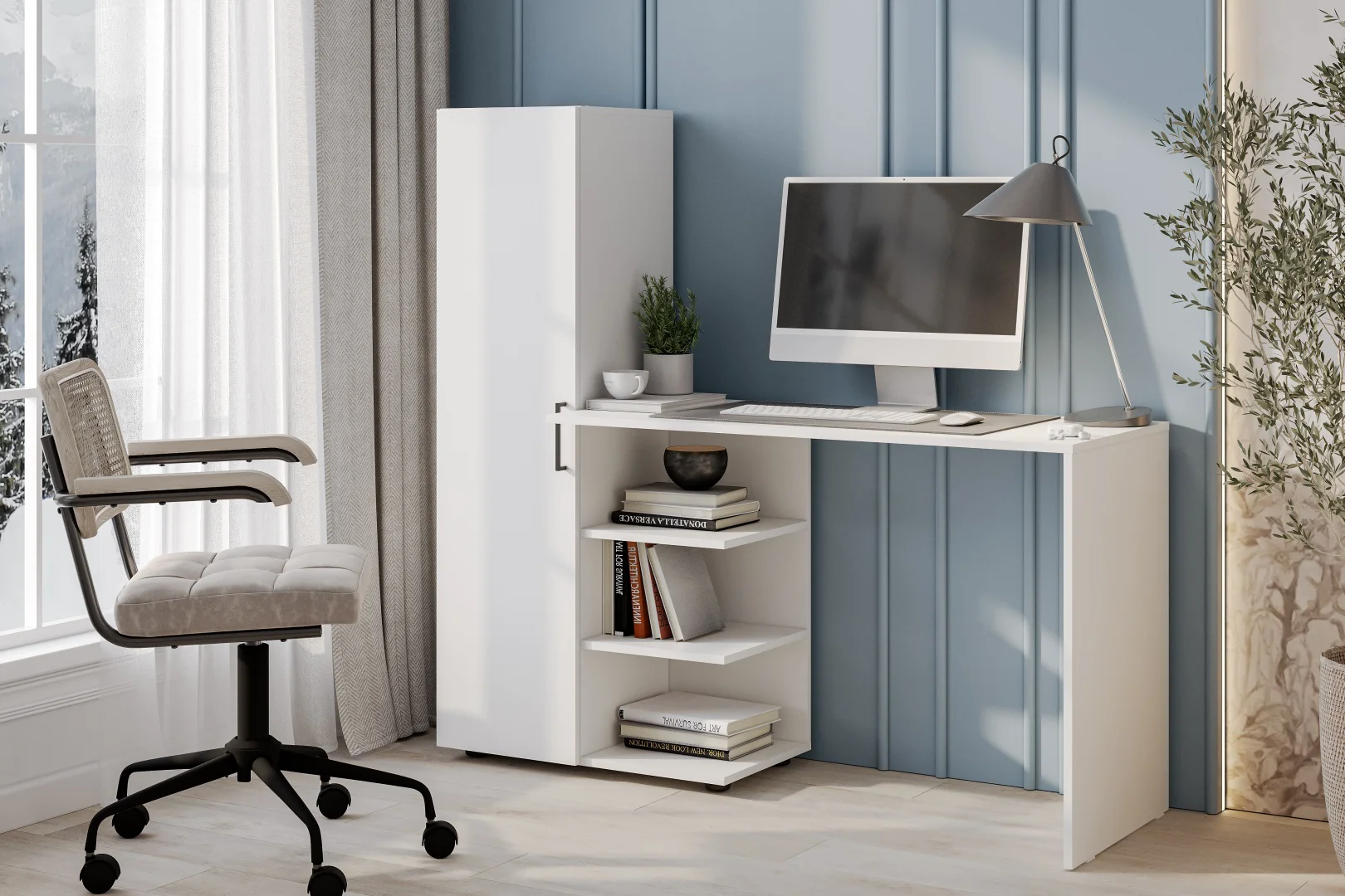 Стол компьютерный GreenMebel СТК-26 145х49x135.1см белый купить,NaN