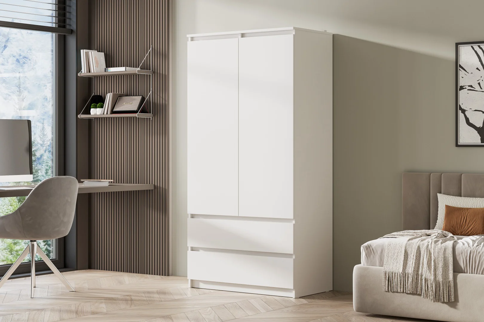 Шкаф GreenMebel Люмо 90.2x179.6х50см белый