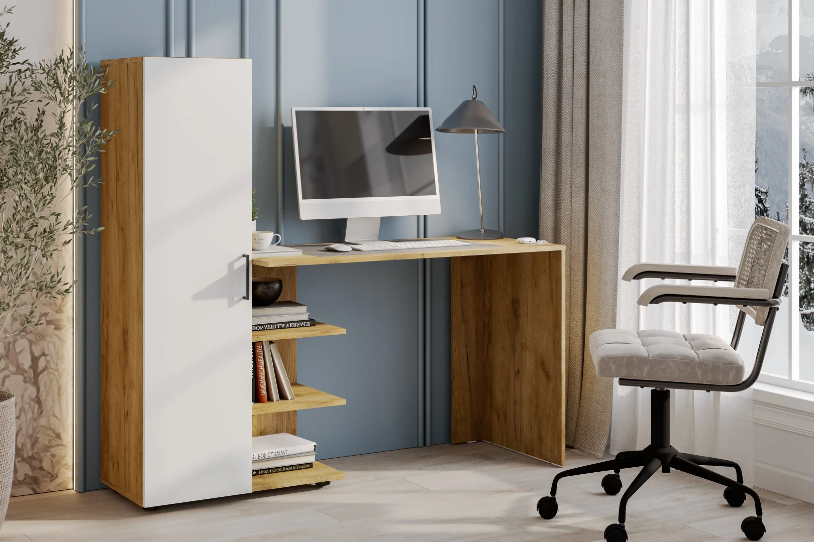 Стол компьютерный GreenMebel СТК-26 145х49x135.1см белый, коричневый