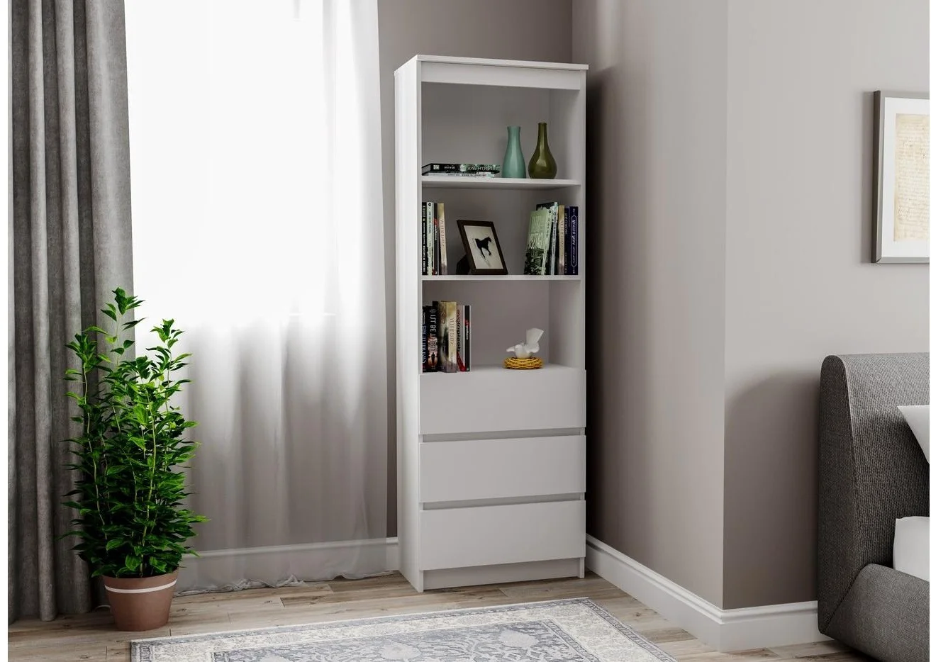 Стеллаж напольный GreenMebel Люмо 60.4x35x179.6см белый																											