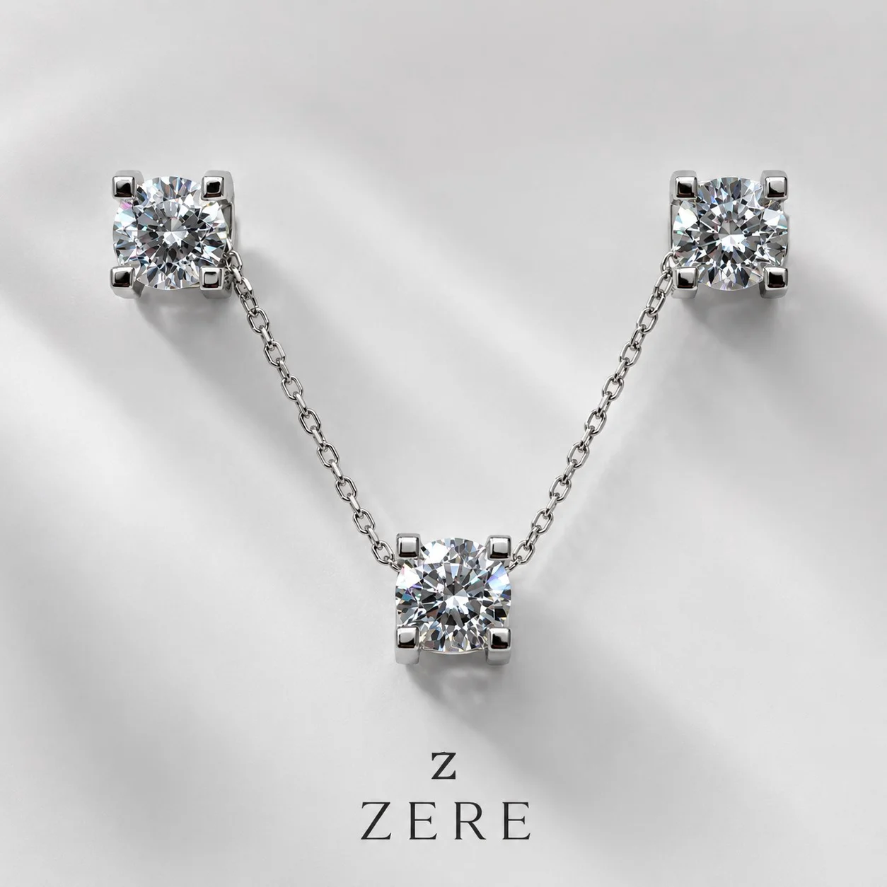 Серьги с цепочкой и фианитами ZERE Premium | Серебристые серьги-гвоздики | Подарок девушке  8.2 гр 45см купить,81490