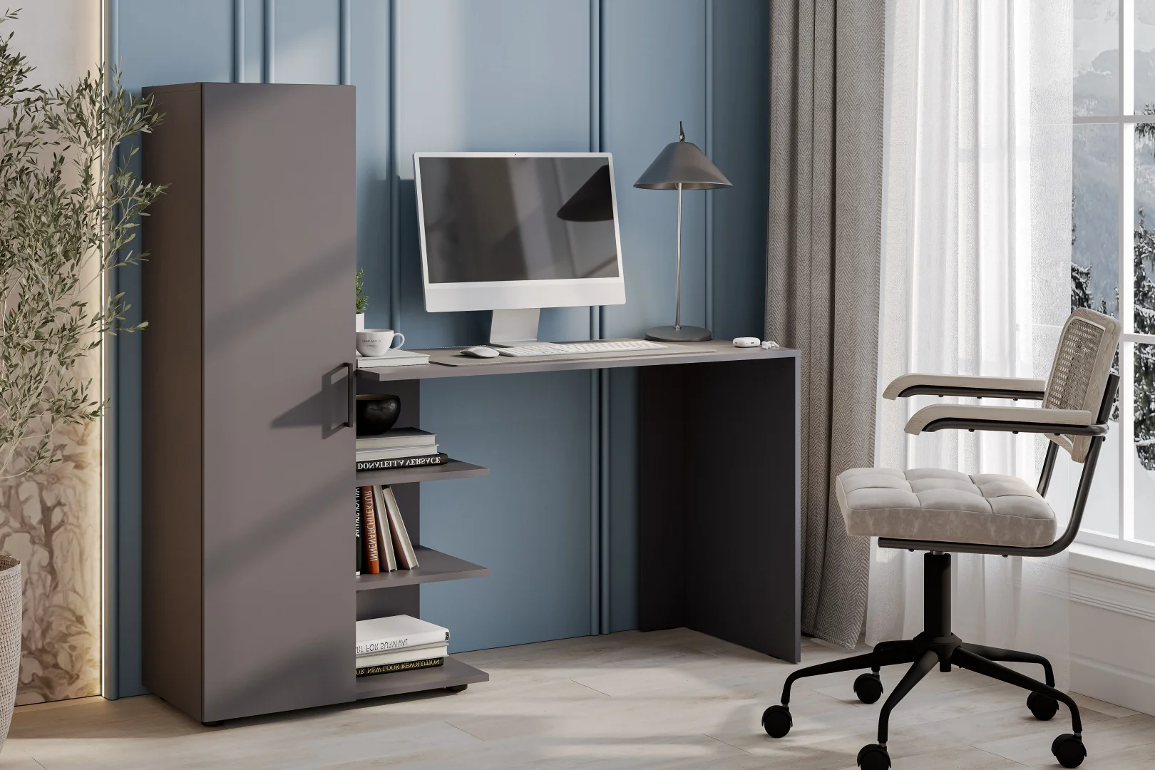 Стол компьютерный GreenMebel СТК-26 145х49x135.1см графит купить,NaN