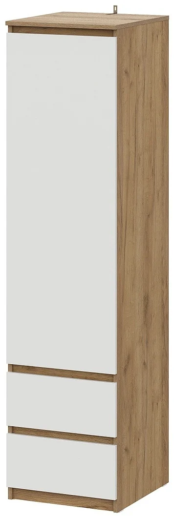 Шкаф-пенал GreenMebel Люмо 45x180х50см белый/светло-коричневый