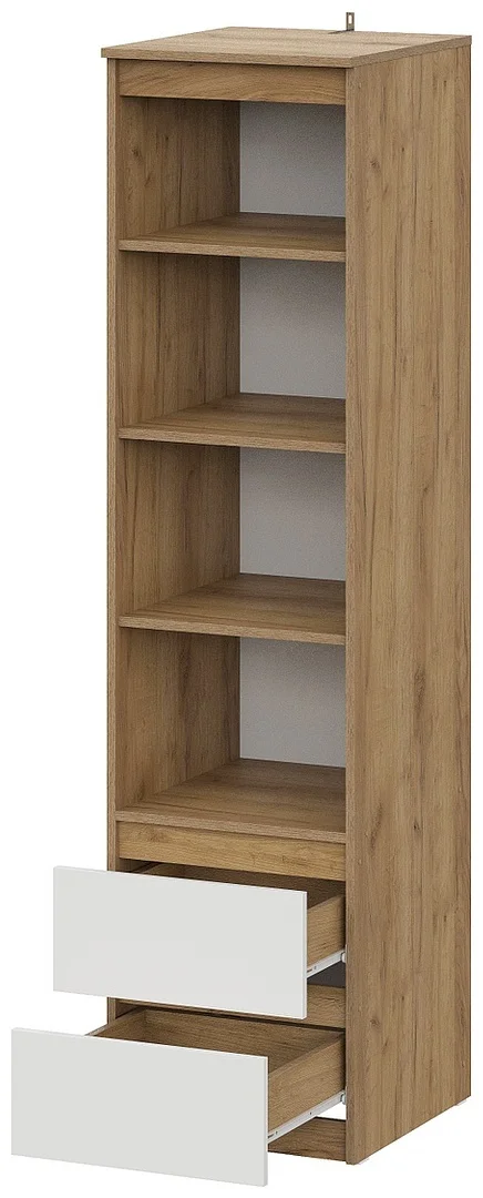 Шкаф-пенал GreenMebel Люмо 45x180х50см белый/светло-коричневый