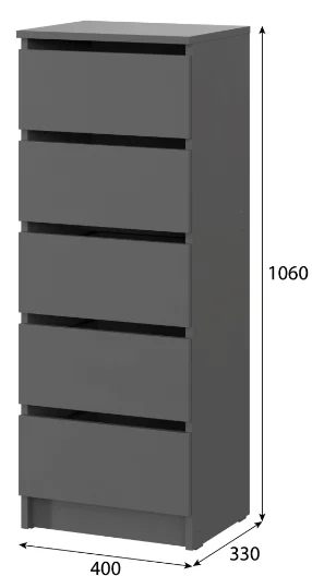 Комод GreenMebel КМ-16 40x33x106см серый