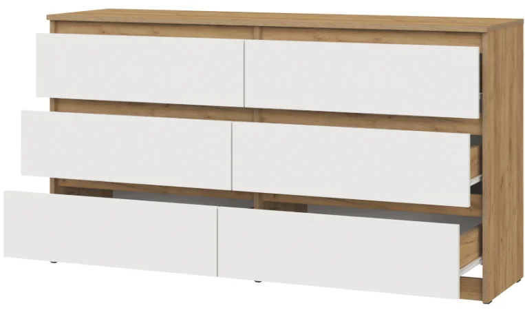 Комод GreenMebel Люмо КМ-6Я 138.1x39x75.4см бело-коричневый