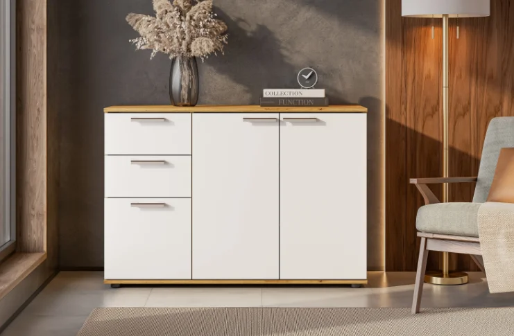 Комод GreenMebel КМ-27 120.2x46x82.6см бело-коричневый купить,39990