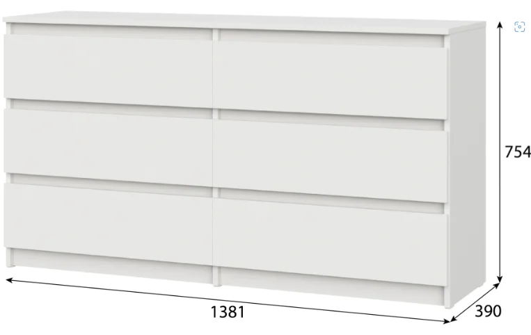 Комод GreenMebel Люмо КМ-6Я 138.1x39x75.4см белый купить,38990