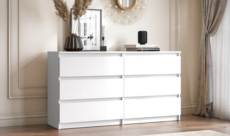 Комод GreenMebel Люмо КМ-6Я 138.1x39x75.4см белый купить,38990