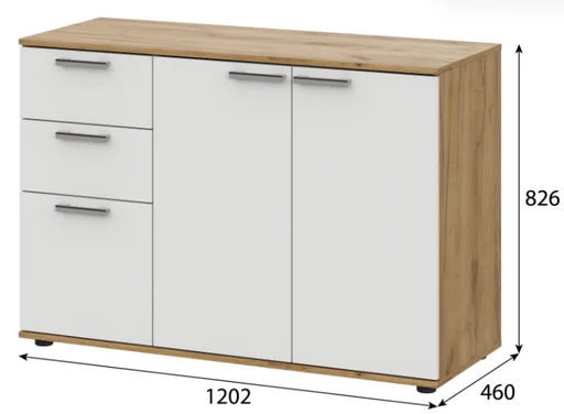 Комод GreenMebel КМ-27 120.2x46x82.6см бело-коричневый