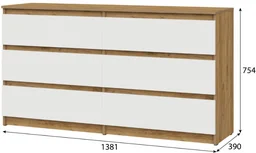 Комод GreenMebel Люмо КМ-6Я 138.1x39x75.4см бело-коричневый