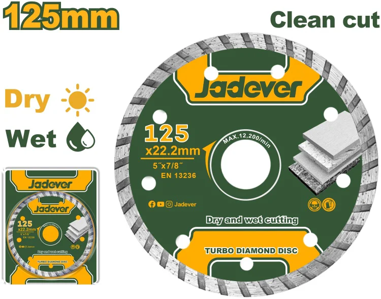 Диск отрезной алмазный Jadever JDDC3K03 125x22.2х7.5мм