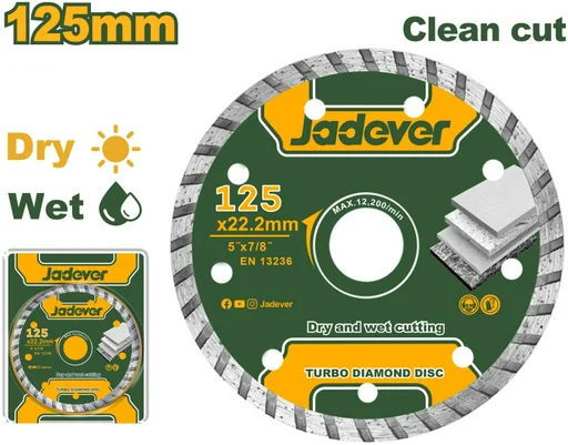 Диск отрезной алмазный Jadever JDDC3K03 125x22.2х7.5мм