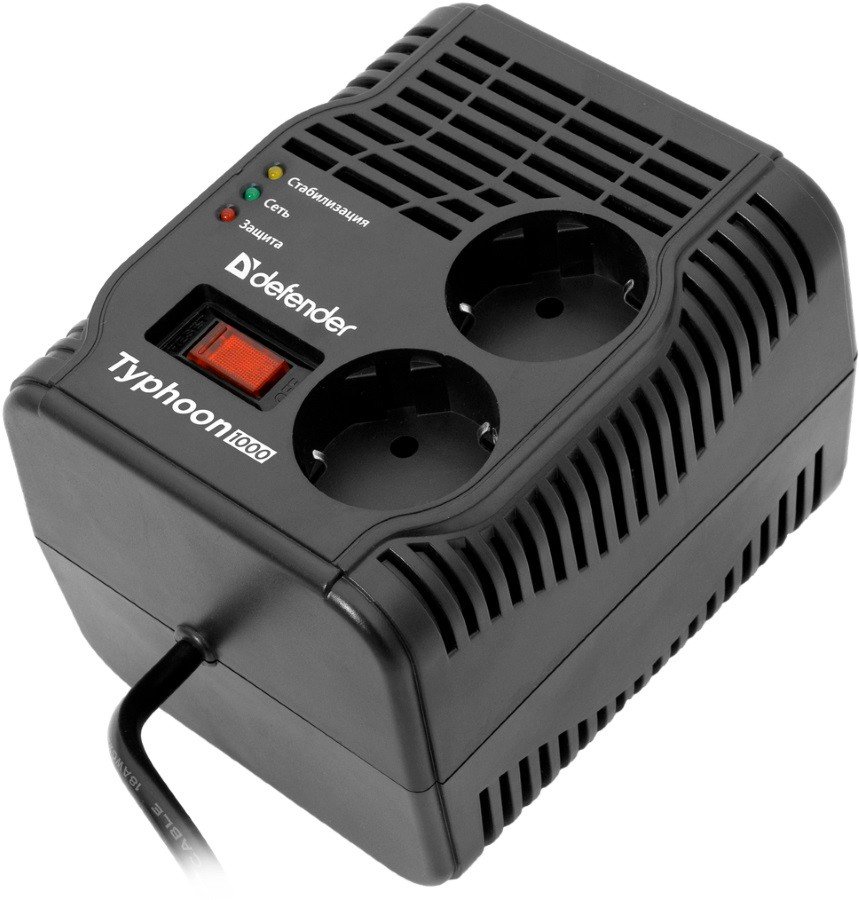 Стабилизатор Defender AVR Typhoon 600Вт черный купить,0