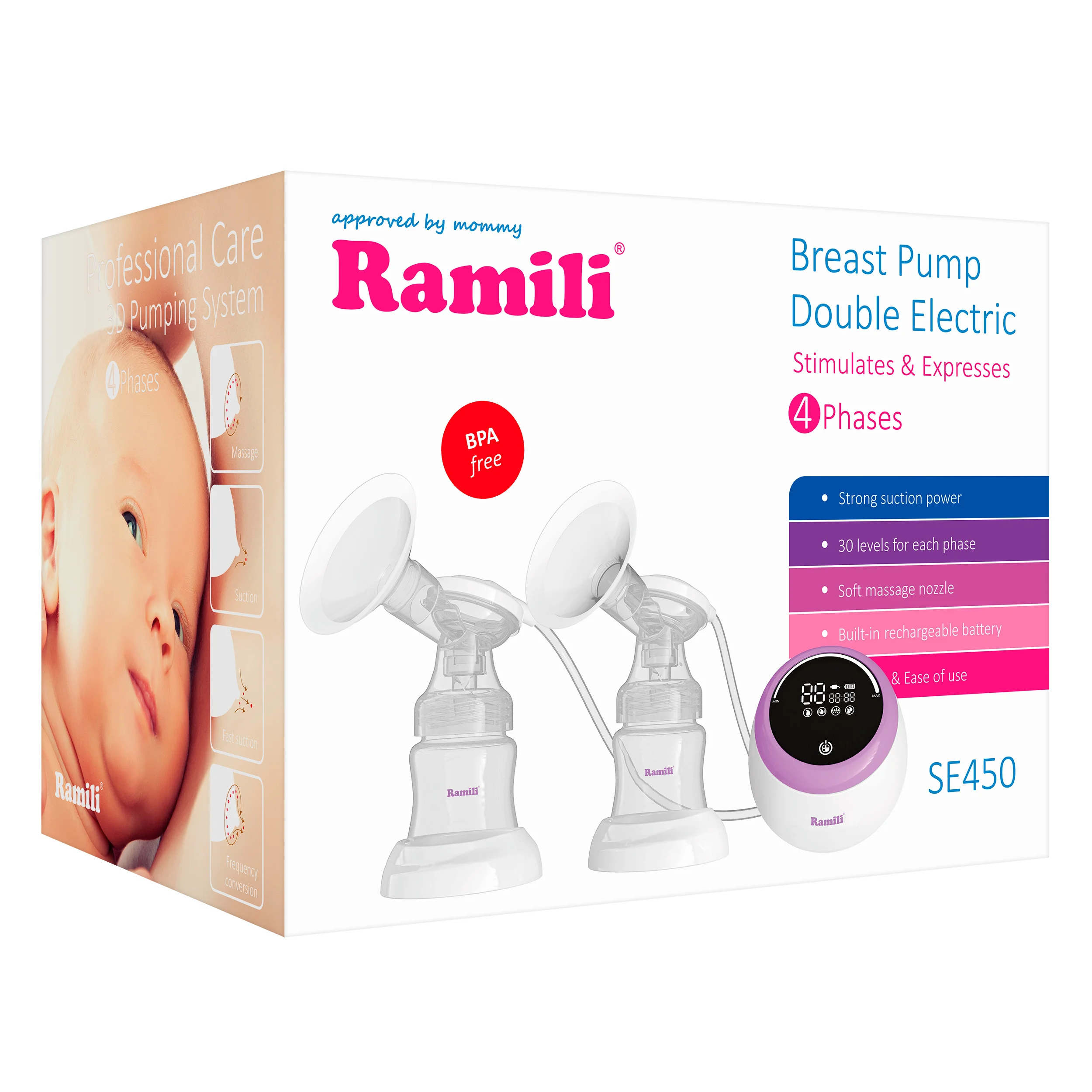 Молокоотсос Ramili SE450 с двумя дополнительными бутылочками - ForteMarket Молокоотсос Ramili SE450 с двумя дополнительными бутылочками купить,0
