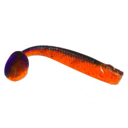 Силиконовая приманка Pro Baits Krokodile 100мм фиолетово-оранжевая купить,NaN