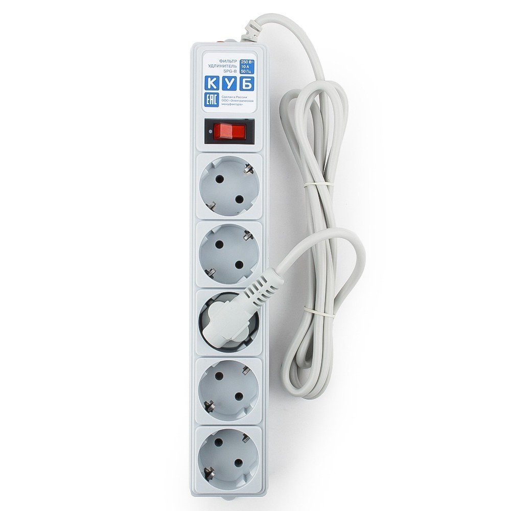 Сетевой фильтр Power Cube SPG-B-6 1.9м серый купить,NaN