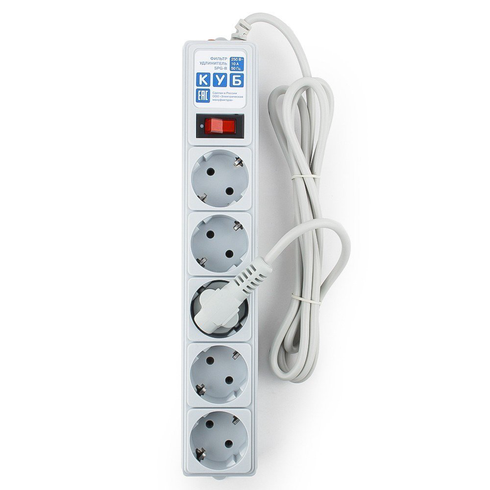 Сетевой фильтр Power Cube SPG-B-6 1.9м серый купить,NaN