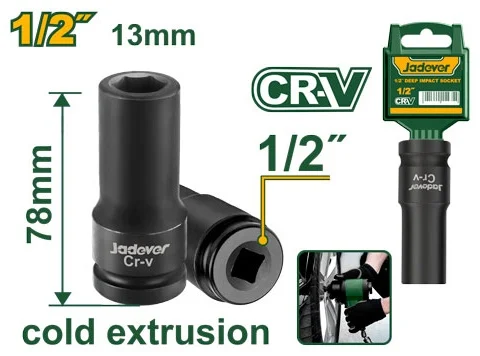 Торцевая головка ударная глубокая Jadever JDMS3213 1/2 1шт