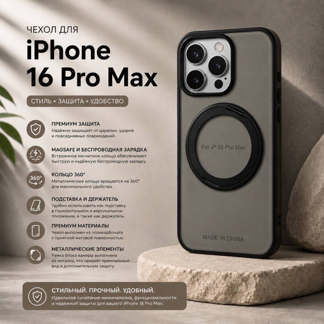 Чехол для Apple iPhone 16 Pro Max серый купить,3500
