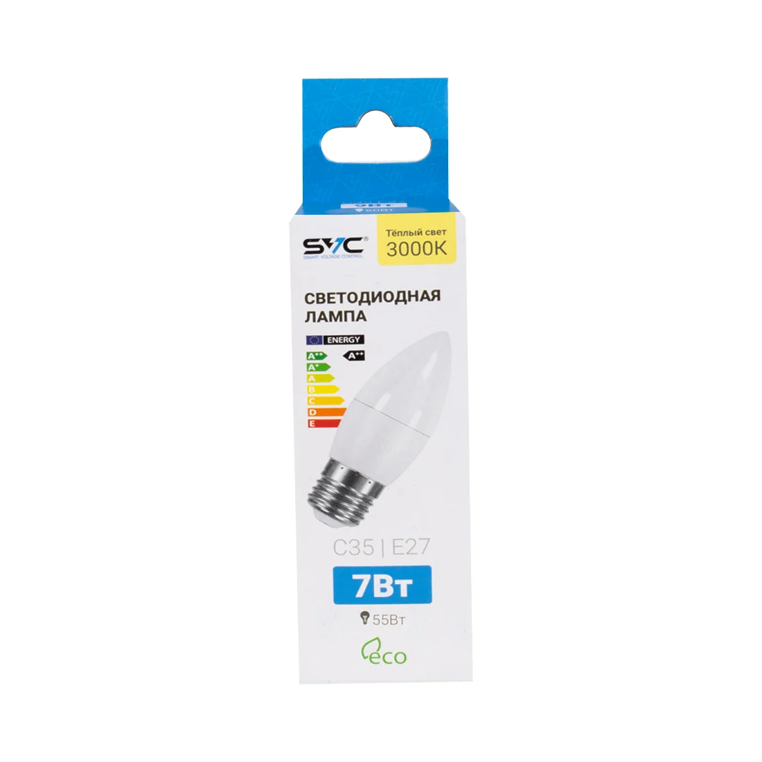 Лампа светодиодная SVC LED C35-7W-E27-3000K теплая купить,NaN