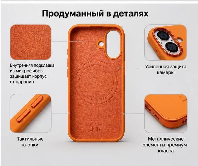 Чехол для Apple iPhone 17 оранжевый купить,4500