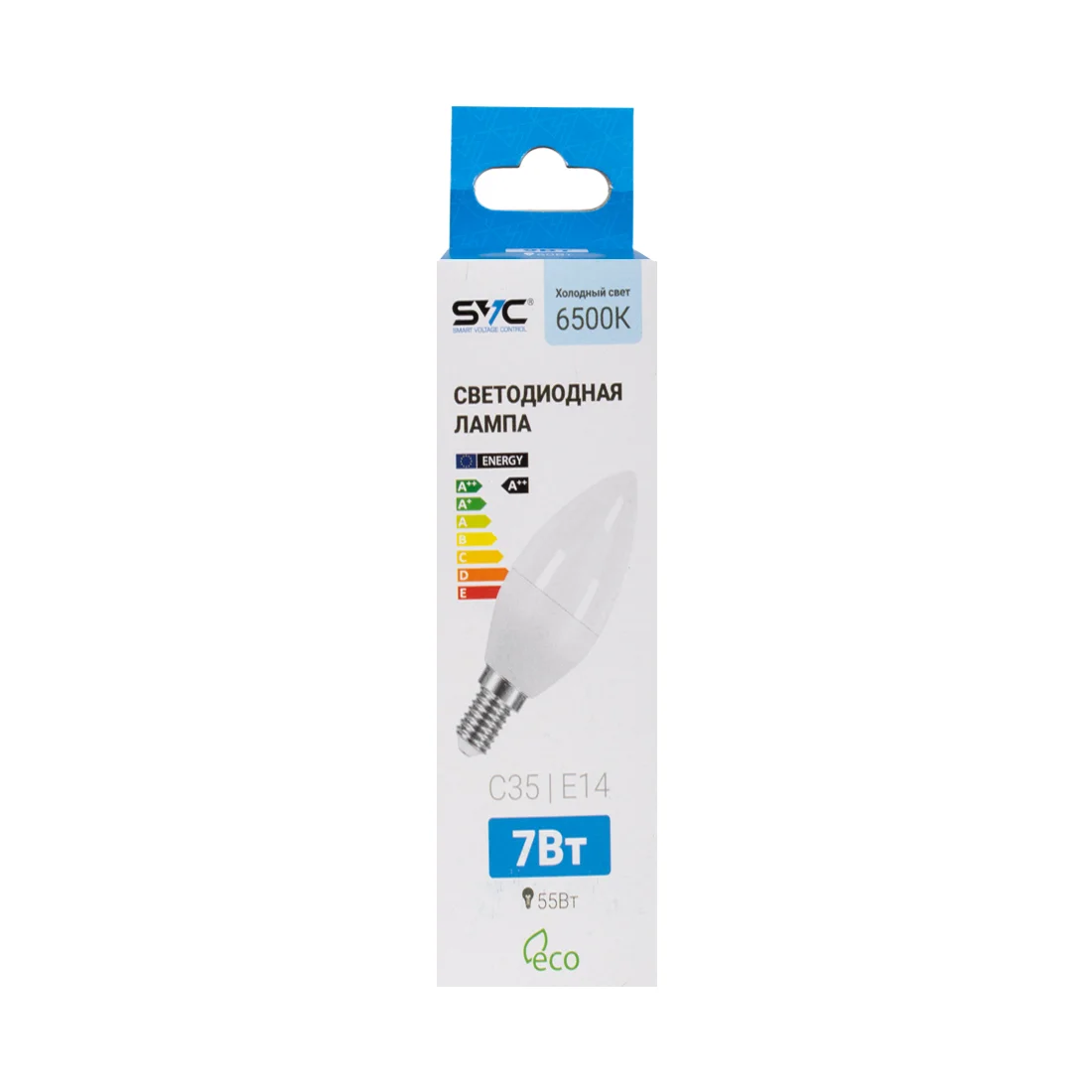 Лампа светодиодная SVC LED C35-7W-E14-6500K холодная купить,322