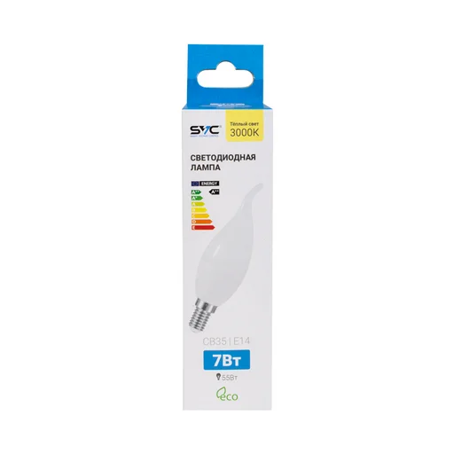 Лампа светодиодная SVC LED CB35-7W-E14-3000K теплая