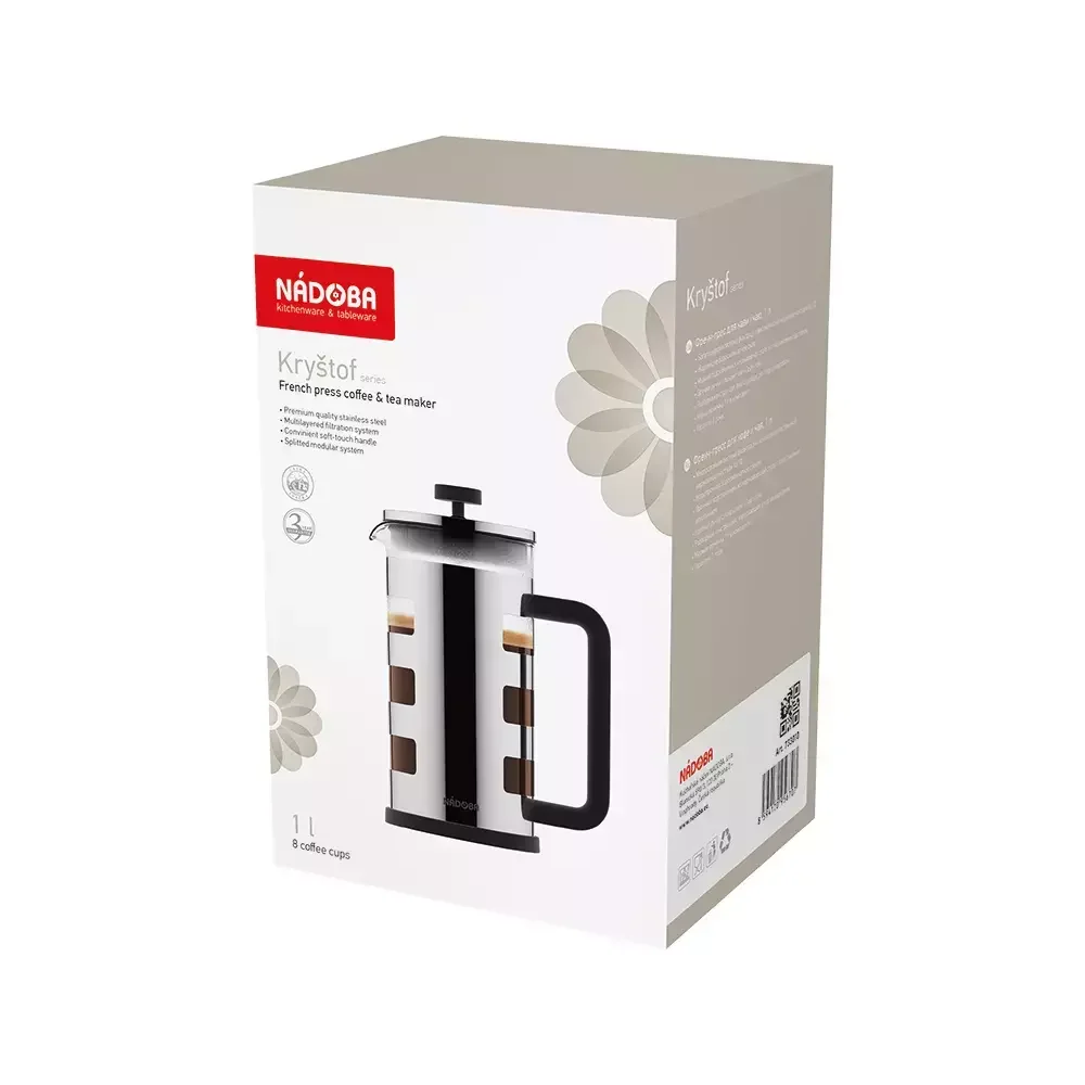Френч-пресс Nadoba Krystof 733010 1L Silver Black - ForteMarket Френч-пресс Nadoba Krystof 733010 1L Silver Black купить,0