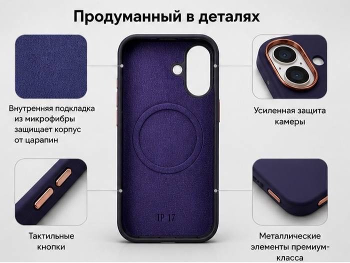 Чехол для Apple iPhone 17 фиолетовый купить,4500