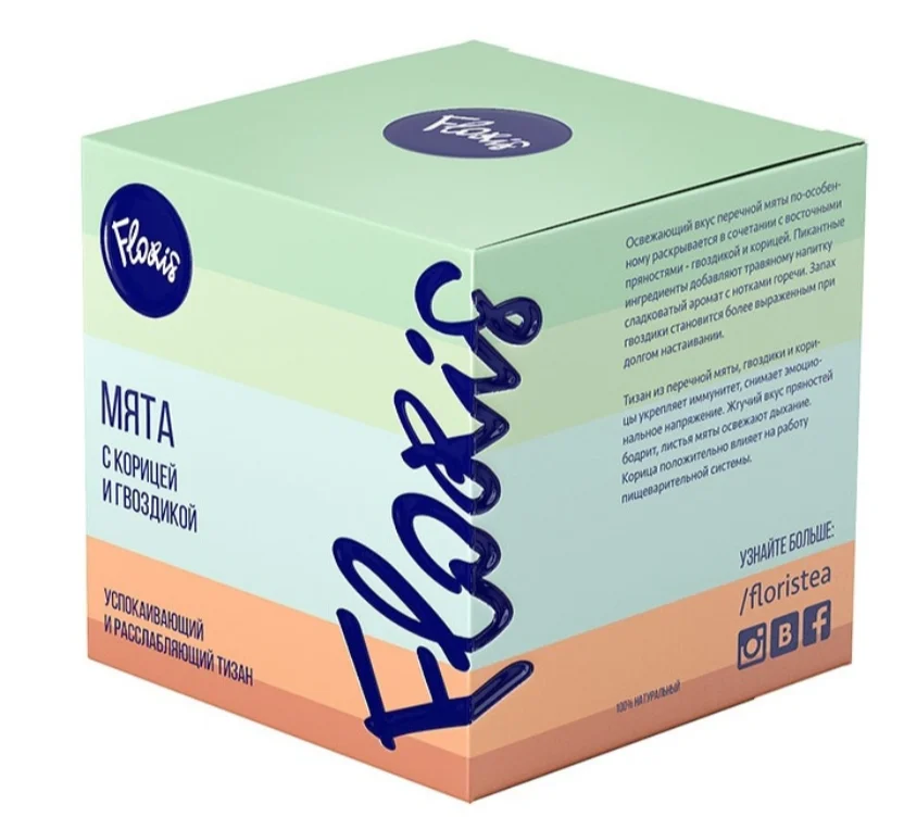 Чай травяной Floris мята с корицей и гвоздикой 50гр  8шт купить,NaN
