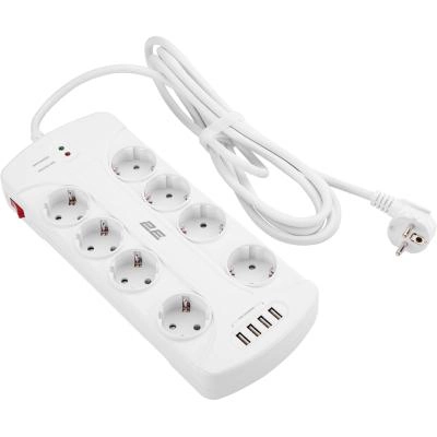 Сетевой фильтр 2E 8XSchuko 2E-SP815M3USBWH 3m White купить,NaN