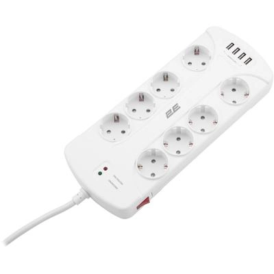 Сетевой фильтр 2E 8XSchuko 2E-SP815M3USBWH 3m White купить,NaN