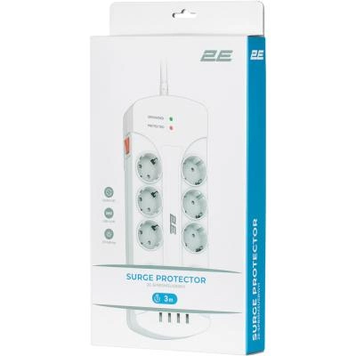 Сетевой фильтр 2E 8XSchuko 2E-SP815M3USBWH 3m White купить,NaN