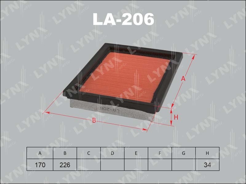 LYNXauto воздушный фильтр LA206 купить,3372