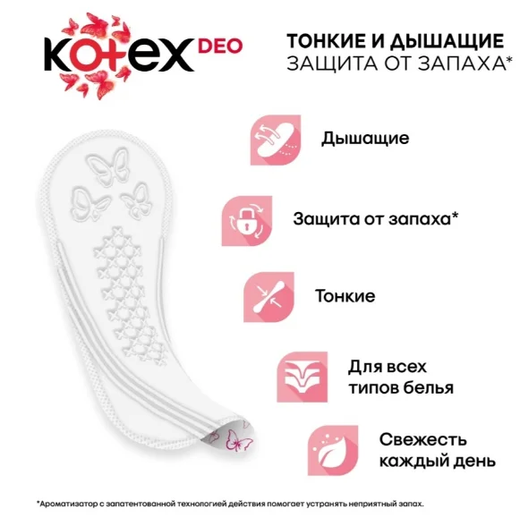 Прокладки ежедневные Kotex Deo нормал 56шт купить,NaN