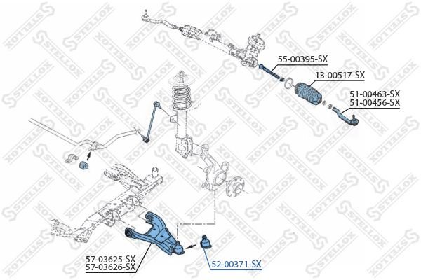 Stellox опора шаровая 52-00371-SX купить,4495