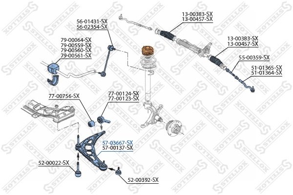 Stellox рычаг подвески 57-03667-SX купить,21950