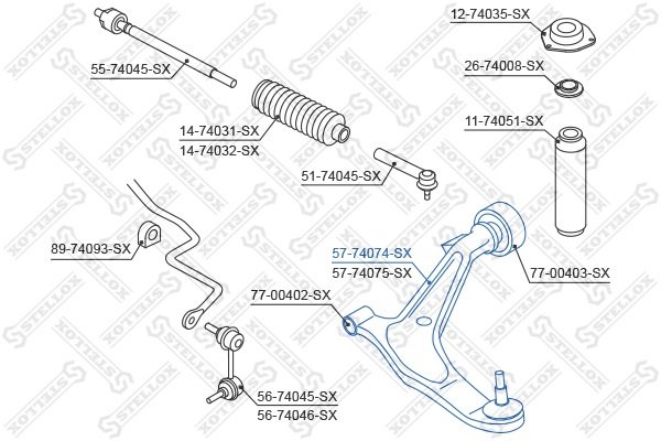 Stellox рычаг подвески 57-74074-SX купить,56000