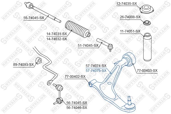 Stellox рычаг подвески 57-74075-SX купить,54080