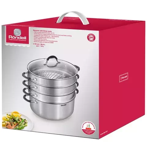 Мантоварка Rondell RDS-1815 32см 10L Silver - ForteMarket Мантоварка Rondell RDS-1815 32см 10L Silver купить,0